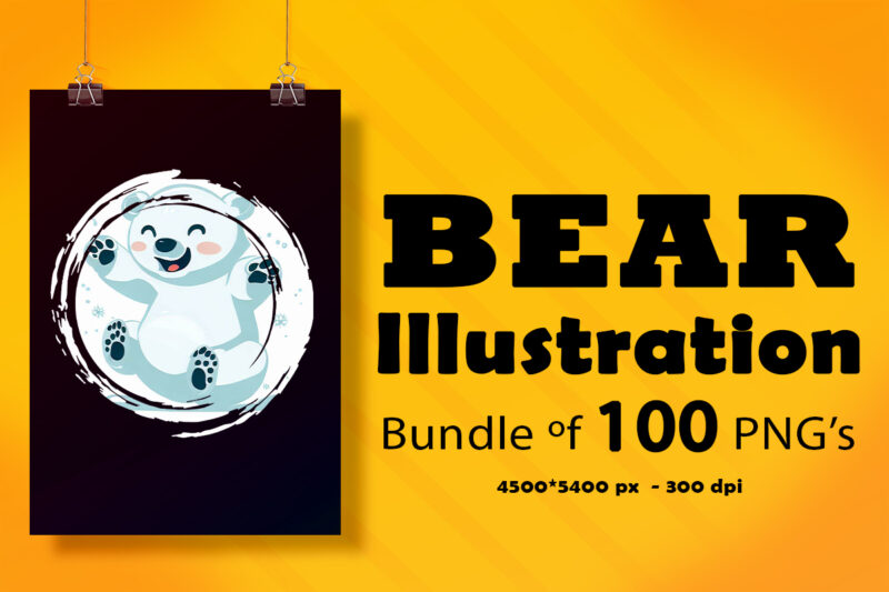 Cute Baby Bear Illustration for POD Clipart Design is Also perfect for any project: Art prints, t-shirts, logo, packaging, stationery, merchandise, website, book cover, invitations, and more