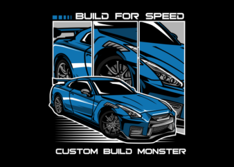 COSTOM BUILD MONSTER CAR t shirt vector file