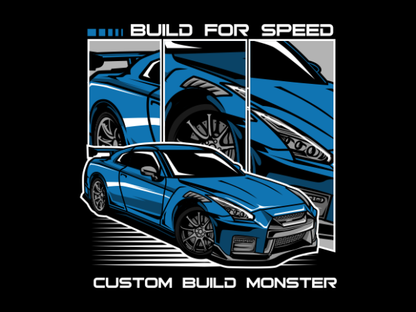 Costom build monster car t shirt vector file