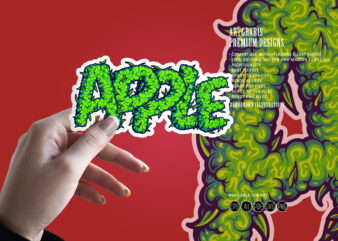 Cannabis lettering artistic apple weed strain