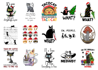 15 Cat Shirt Designs Bundle For Commercial Use, Cat T-shirt, Cat png file, Cat digital file, Cat gift, Cat download, Cat design AMZ