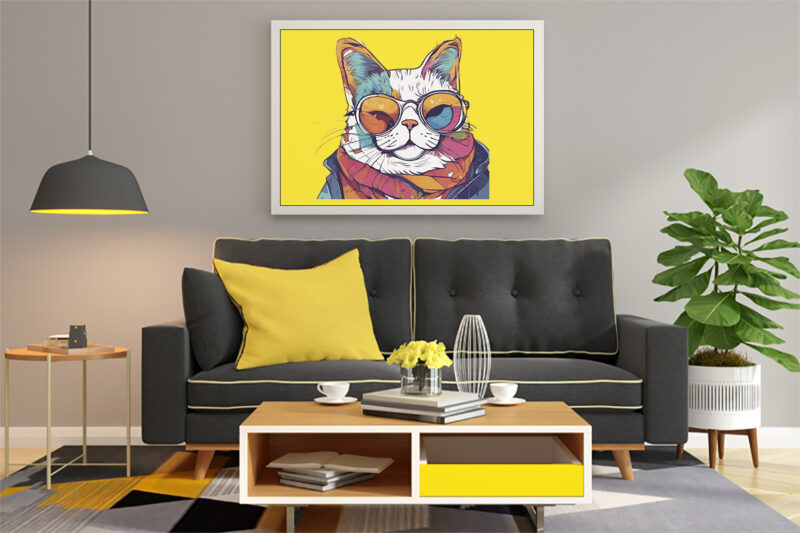 Cat Character Illustration for POD Clipart Design is Also perfect for any project: Art prints, t-shirts, logo, packaging, stationery, merchandise, website, book cover, invitations, and more