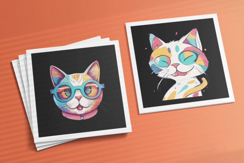 Cat Character Illustration for POD Clipart Design is Also perfect for any project: Art prints, t-shirts, logo, packaging, stationery, merchandise, website, book cover, invitations, and more