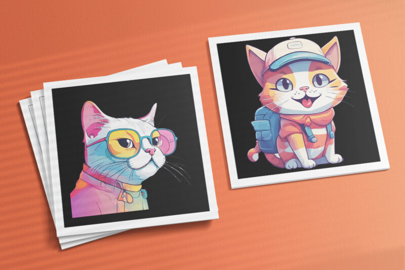 Cat Character Illustration for POD Clipart Design is Also perfect for any project: Art prints, t-shirts, logo, packaging, stationery, merchandise, website, book cover, invitations, and more