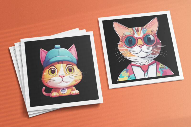 Cat Character Illustration for POD Clipart Design is Also perfect for any project: Art prints, t-shirts, logo, packaging, stationery, merchandise, website, book cover, invitations, and more
