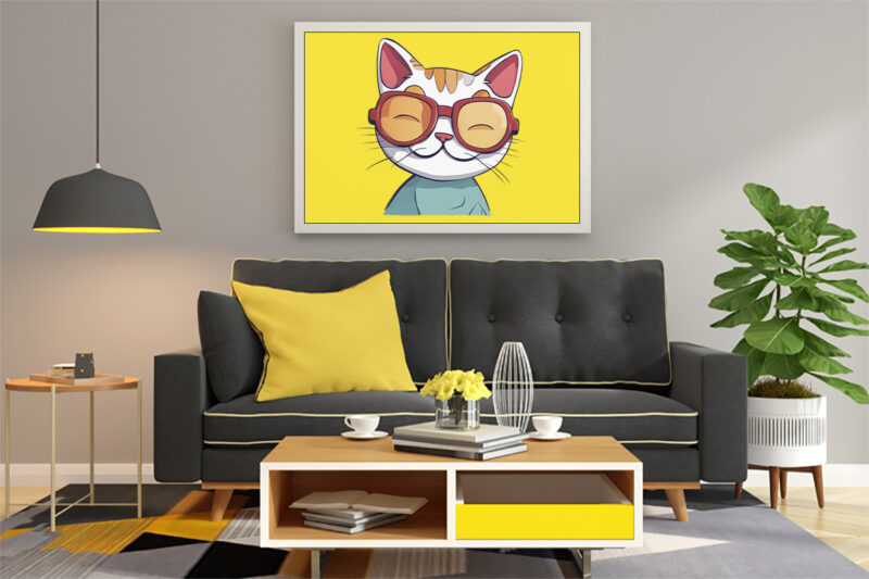 Cat Character Illustration for POD Clipart Design is Also perfect for any project: Art prints, t-shirts, logo, packaging, stationery, merchandise, website, book cover, invitations, and more