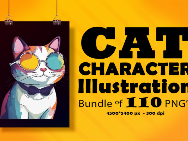 Cat character illustration for pod clipart design is also perfect for any project: art prints, t-shirts, logo, packaging, stationery, merchandise, website, book cover, invitations, and more