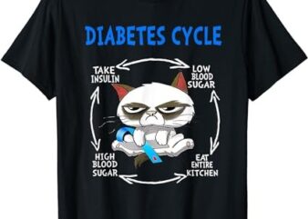Cat Diabetes Cycle Diabetes Awareness Cat Lover Diabetic T-Shirt PNG File