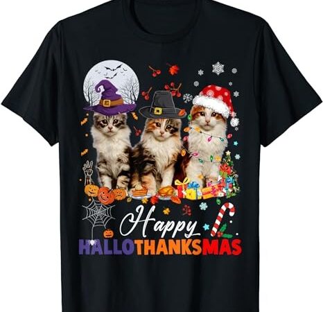 Cat halloween christmas happy hallothanksmas thanksgiving t-shirt png file