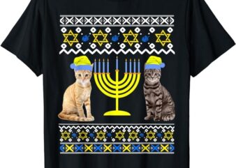 Cat With Menorah Hanukkah Chanukah Menorah Cat Sweater T-Shirt PNG File