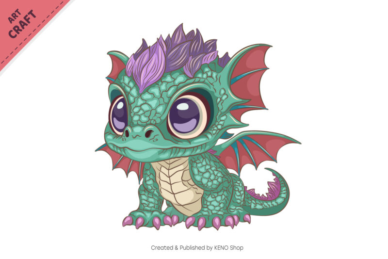 Set of Cartoon Dragons 02. Fantasy clipart.