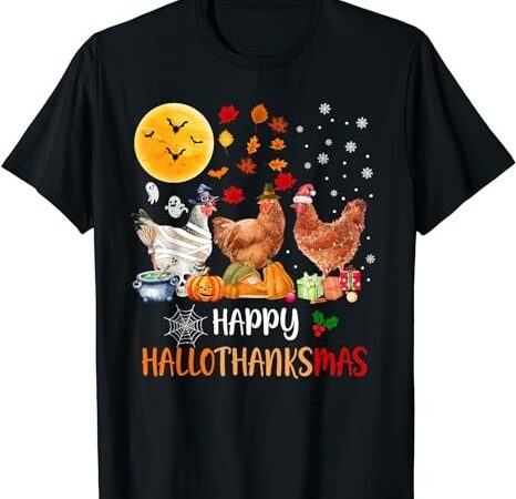 Chickens fall autumn leaves happy hallothanksmas costume t-shirt