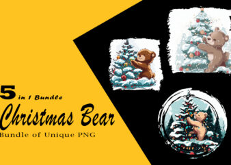 Christmas Bear Clipart Illustration Bundle tailored for Print on Demand websites