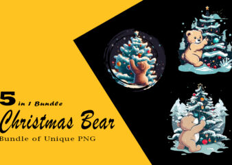 Christmas Bear Clipart Illustration Bundle tailored for Print on Demand websites