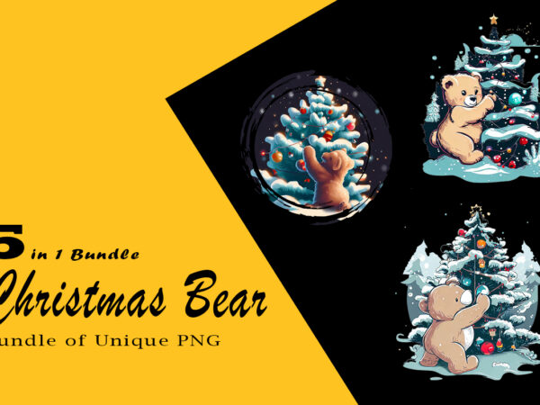 Christmas bear clipart illustration bundle tailored for print on demand websites t shirt vector file