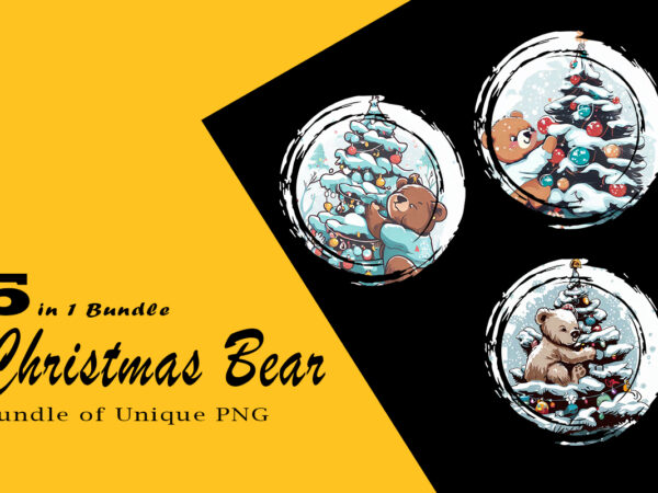 Christmas bear clipart illustration bundle tailored for print on demand websites t shirt vector file