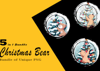 Christmas Bear Clipart Illustration Bundle tailored for Print on Demand websites t shirt vector file