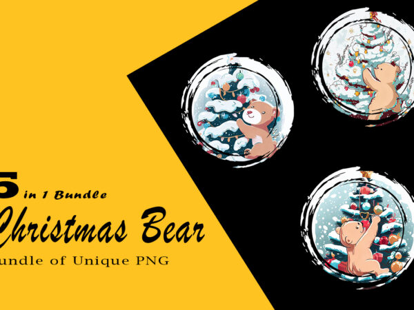 Christmas bear clipart illustration bundle tailored for print on demand websites t shirt vector file