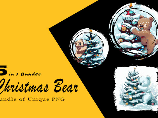 Christmas bear clipart illustration bundle tailored for print on demand websites t shirt vector file