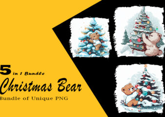 Christmas Bear Clipart Illustration Bundle tailored for Print on Demand websites