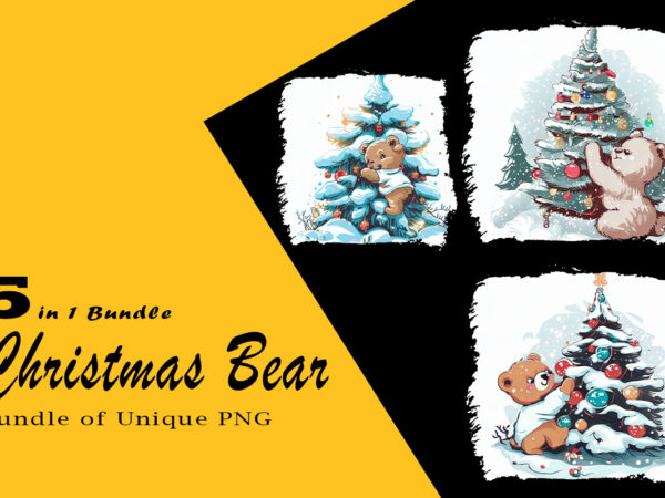 Christmas bear clipart illustration bundle tailored for print on demand websites t shirt vector file