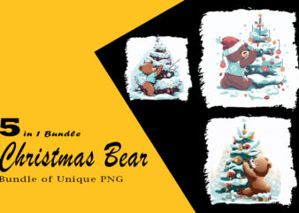 Christmas Bear Clipart Illustration Bundle tailored for Print on Demand websites
