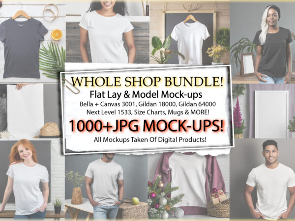 Whole shop mockup bundle t shirt design for sale