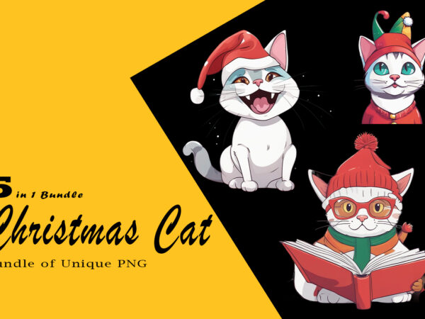 Christmas cat clipart illustration bundle tailored for print on demand websites t shirt vector file