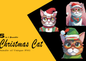 Christmas Cat Clipart Illustration Bundle tailored for Print on Demand websites