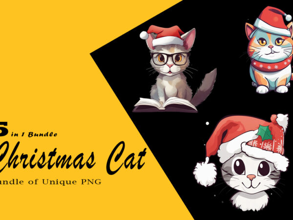 Christmas cat clipart illustration bundle tailored for print on demand websites t shirt vector file