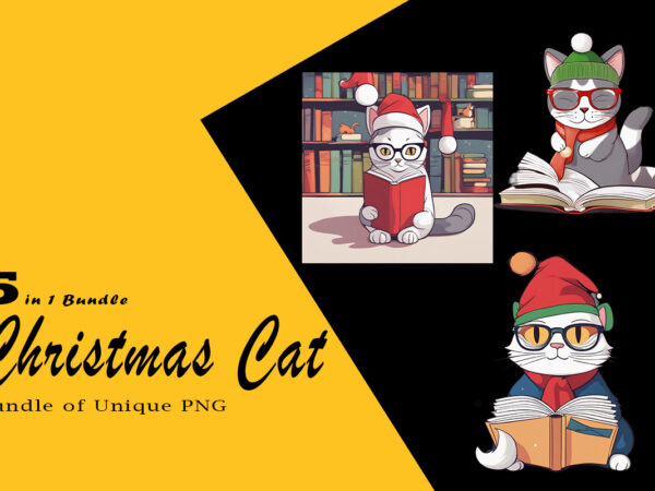 Christmas cat clipart illustration bundle tailored for print on demand websites t shirt vector file