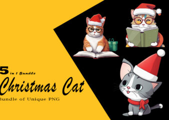 Christmas Cat Clipart Illustration Bundle tailored for Print on Demand websites t shirt vector file