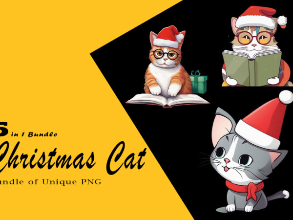 Christmas cat clipart illustration bundle tailored for print on demand websites t shirt vector file