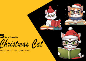 Christmas Cat Clipart Illustration Bundle tailored for Print on Demand websites t shirt vector file