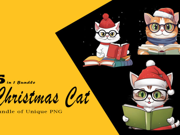 Christmas cat clipart illustration bundle tailored for print on demand websites t shirt vector file