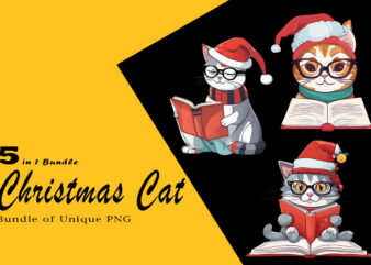 Christmas Cat Clipart Illustration Bundle tailored for Print on Demand websites