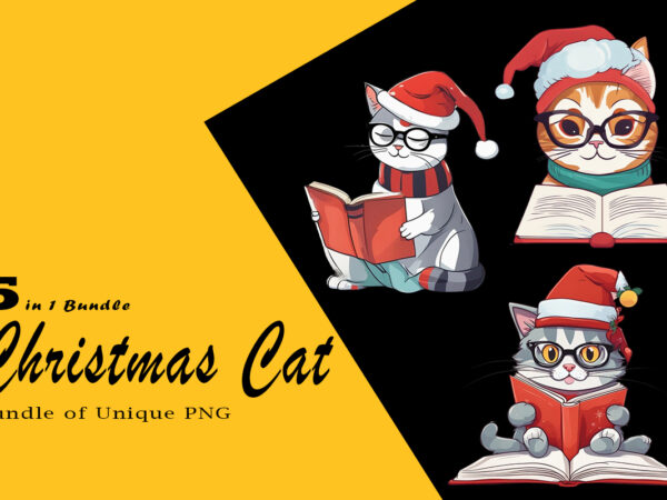 Christmas cat clipart illustration bundle tailored for print on demand websites t shirt vector file