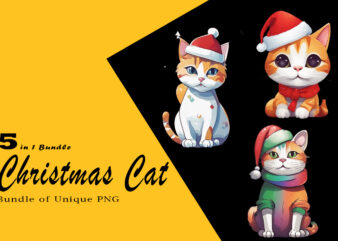 Christmas Cat Clipart Illustration Bundle tailored for Print on Demand websites