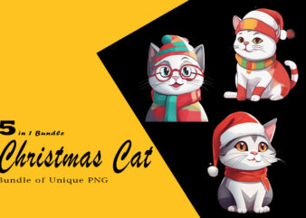 Christmas Cat Clipart Illustration Bundle tailored for Print on Demand websites t shirt vector file