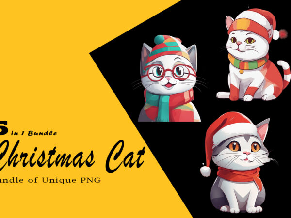 Christmas cat clipart illustration bundle tailored for print on demand websites t shirt vector file Christmas cat clipart illustration bundle tailored for print on demand websites t shirt vector file