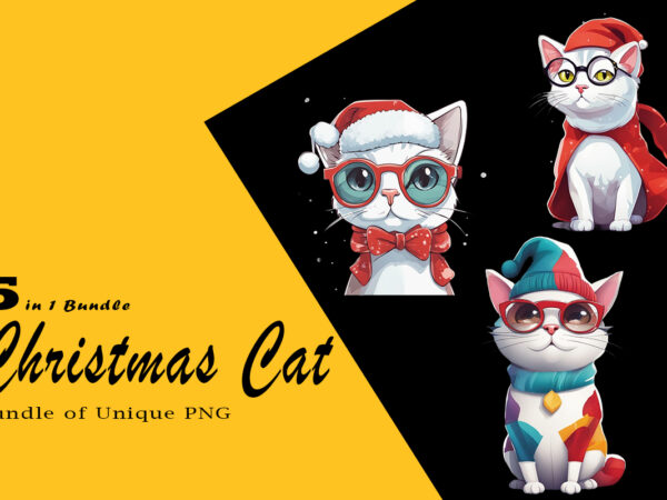 Christmas cat clipart illustration bundle tailored for print on demand websites t shirt vector file