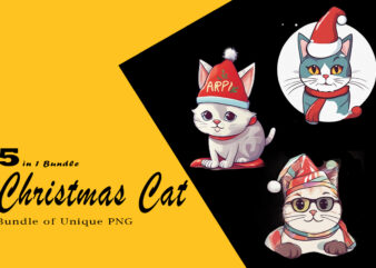 Christmas Cat Clipart Illustration Bundle tailored for Print on Demand websites t shirt vector file