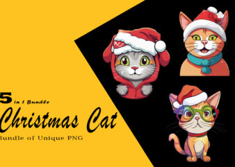 Christmas Cat Clipart Illustration Bundle tailored for Print on Demand websites t shirt vector file