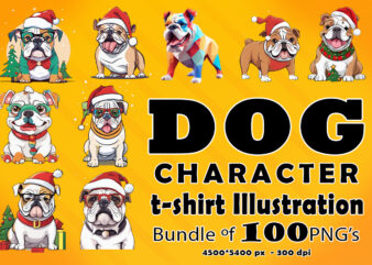 Christmas Dog Clipart Illustration Bundle for POD