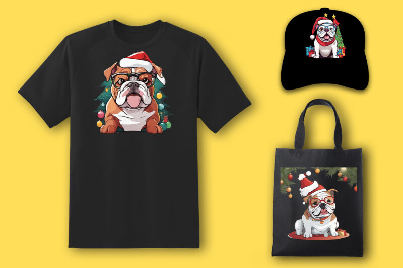 Christmas Dog Clipart Illustration Bundle for POD