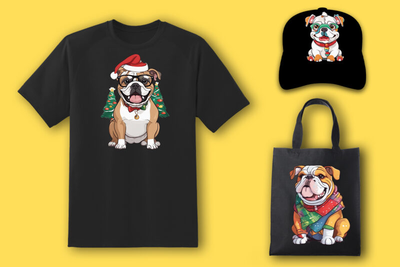 Christmas Dog Clipart Illustration Bundle for POD