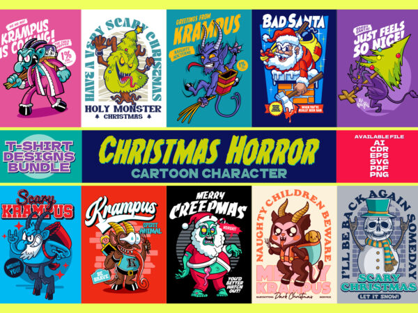 Christmas horror cartoon character t shirt vector file