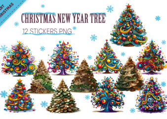 Christmas Tree Stickers. PNG, Clipart.