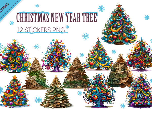 Christmas tree stickers. png, clipart. t shirt vector file