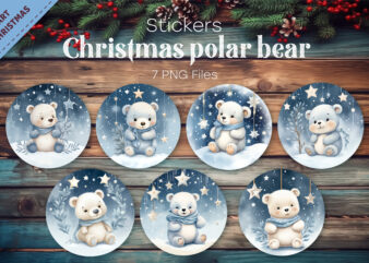 Christmas polar bears. PNG, Stickers. t shirt vector file
